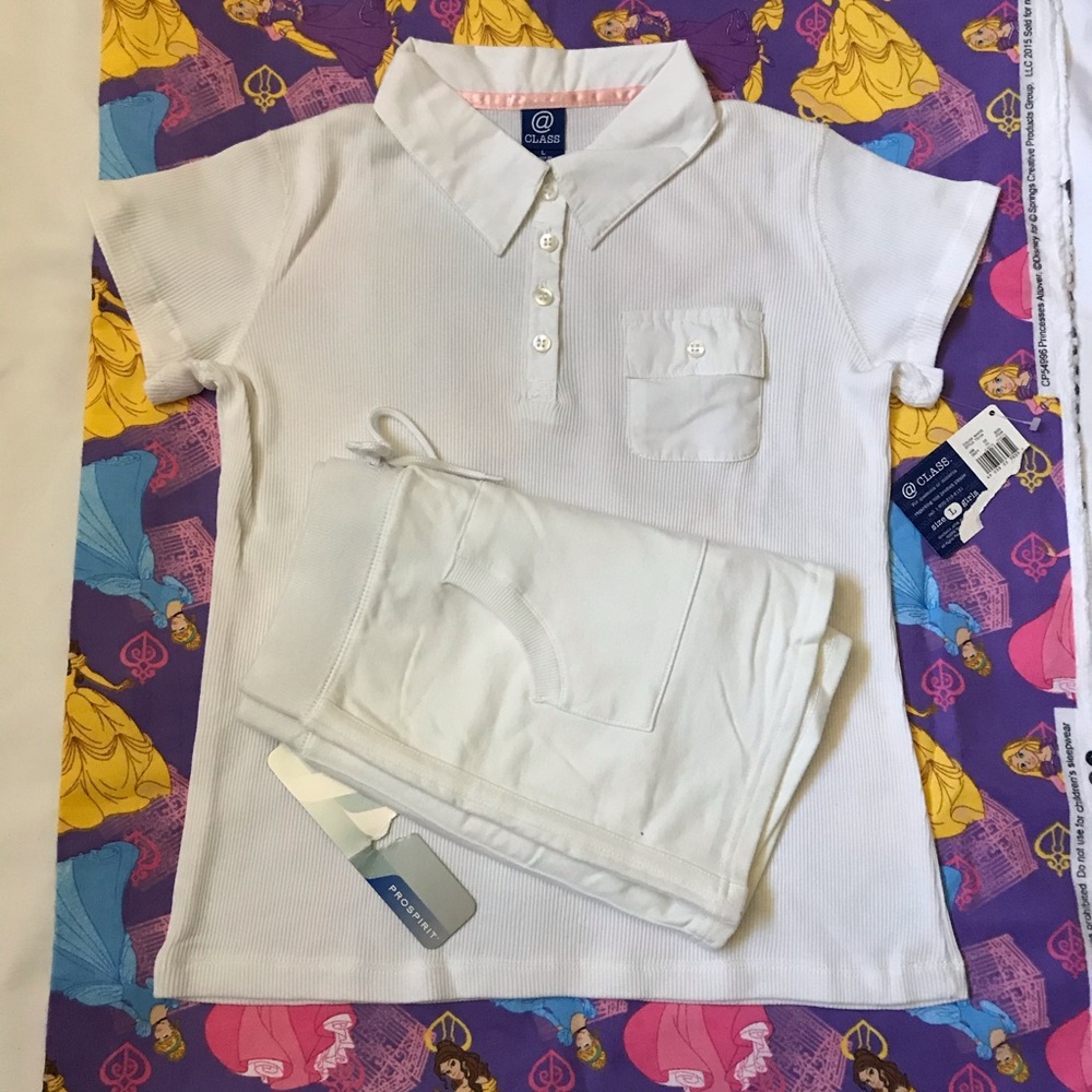 NWT Girl @ Class White short sleeves top size L